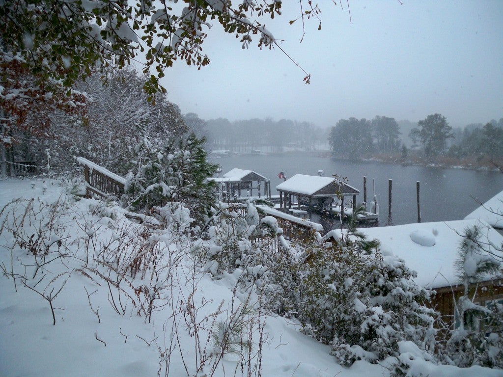 Snowy Nansemond River scene