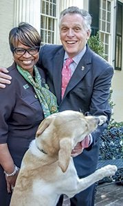 Suffolk resident Carolene Goodwyn-Harris, who serves as the chair of the board of directors for Girl Scouts of the Colonial Coast, was among the local Girl Scout representatives who traveled to Richmond for Girl Scout Legislative Day on Monday. Goodwyn-Harris met Gov. Terry McAuliffe and his dog, Guinness. 